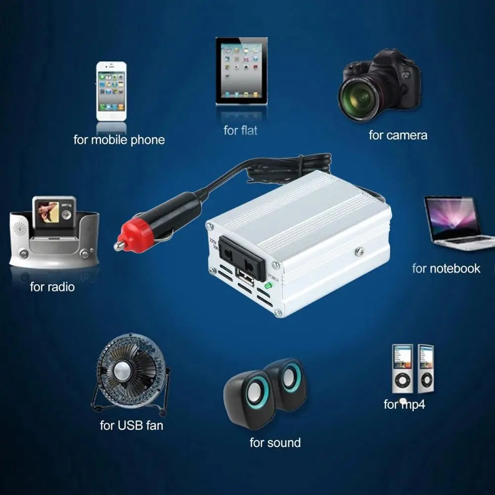 Автомобильный преобразователь напряжения серебристый 700 Вт от 12 В до 110 В/220