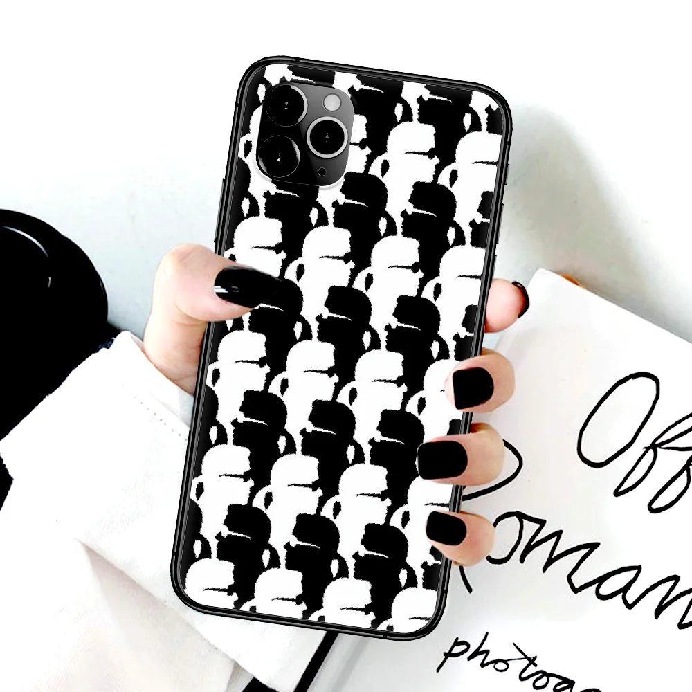 

Luxury Karls Fashion Cat Phone Case For Iphone 4 4s 5 5S SE 5C 6 6S 7 8 Plus X XS XR 11 12 Mini Pro Max 2020 black Coque 3D