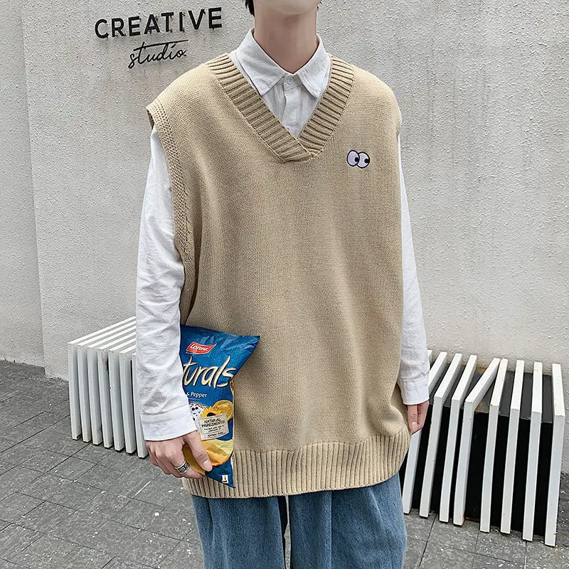 Свитер мужской однотонный с V-образным вырезом модный Повседневный пуловер