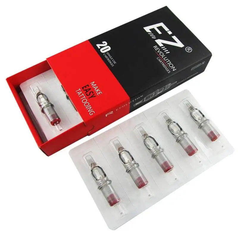 

EZ Revolution Tattoo Needles Cartridge Curved Magnum #12 0.35mm Textured Long Taper 5.5mm safety membrane inside 20 pcs /box