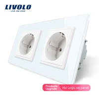 livolo eu standard wall power socket 4colors crystal glass panel 16a wall outlet c7c2eu 11121315 for home improvement