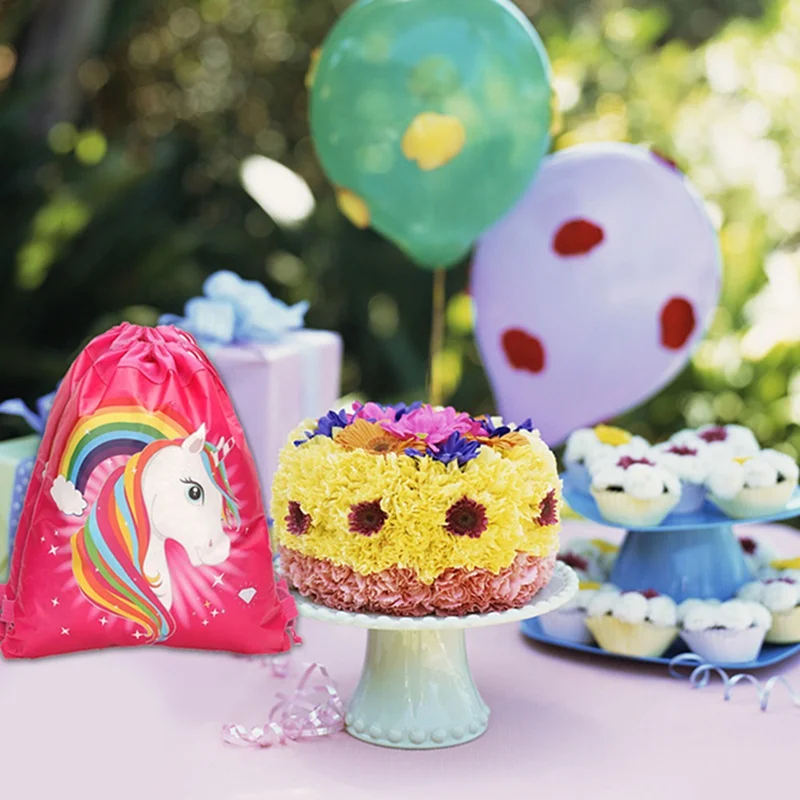

1pcs Unicorn Gift Bags Birthday Party Drawstring Bag Kid Favor Travel Pouch Storage Clothes Snacks Bags School Portable Backpack