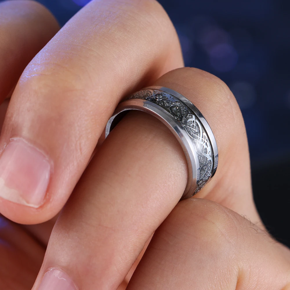 Мужское кольцо из карбида дракона 8 мм на свадьбу 2020|Кольца| |