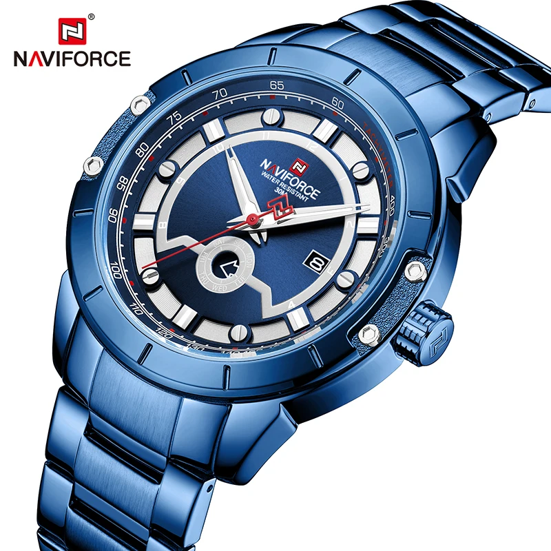 NAVIFORCE мужские часы Топ люксовый бренд Модные кварцевые наручные из нержавеющей