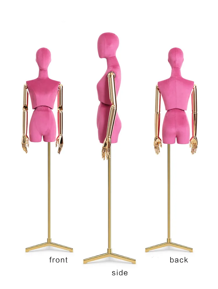 

Women Model High-end Adjustable Half Body Dressmaking Mannequin With Golden Base Customized