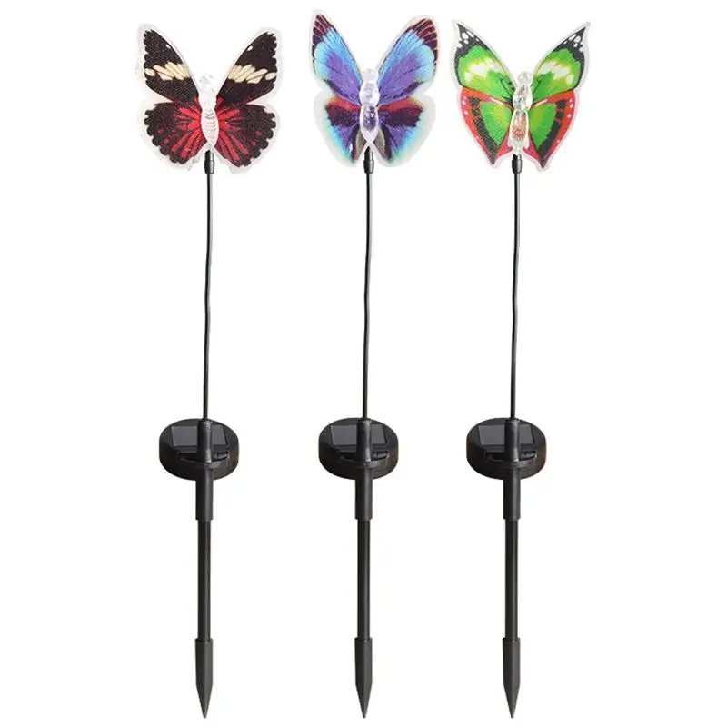 

Outdoor Light 3Pcs Garden Solar Powered Light 7- Color Changing Butterfly LED Solar Stake Light for Patio Backyard Flowerbed