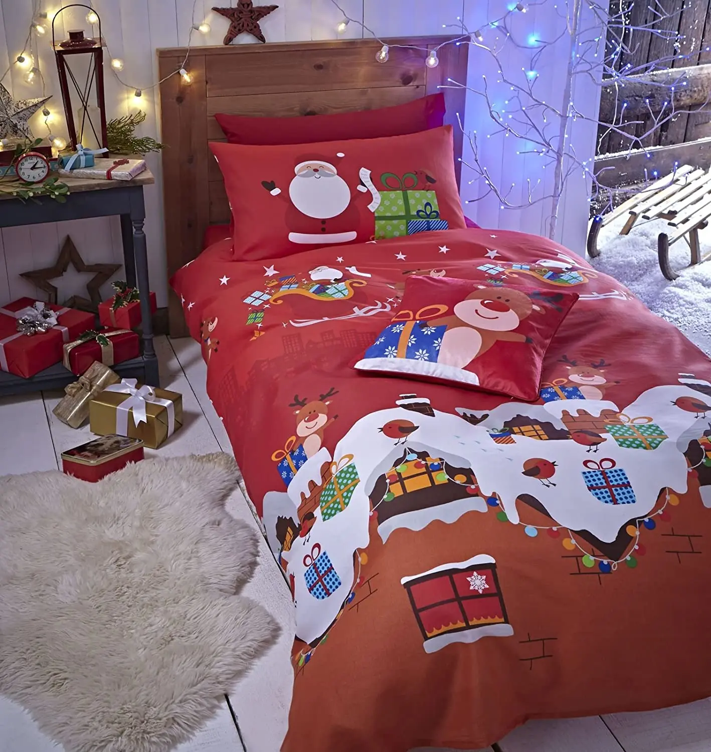 

Комплект с пододеяльником и наволочками, для двуспальной кровати, с 3D-принтом