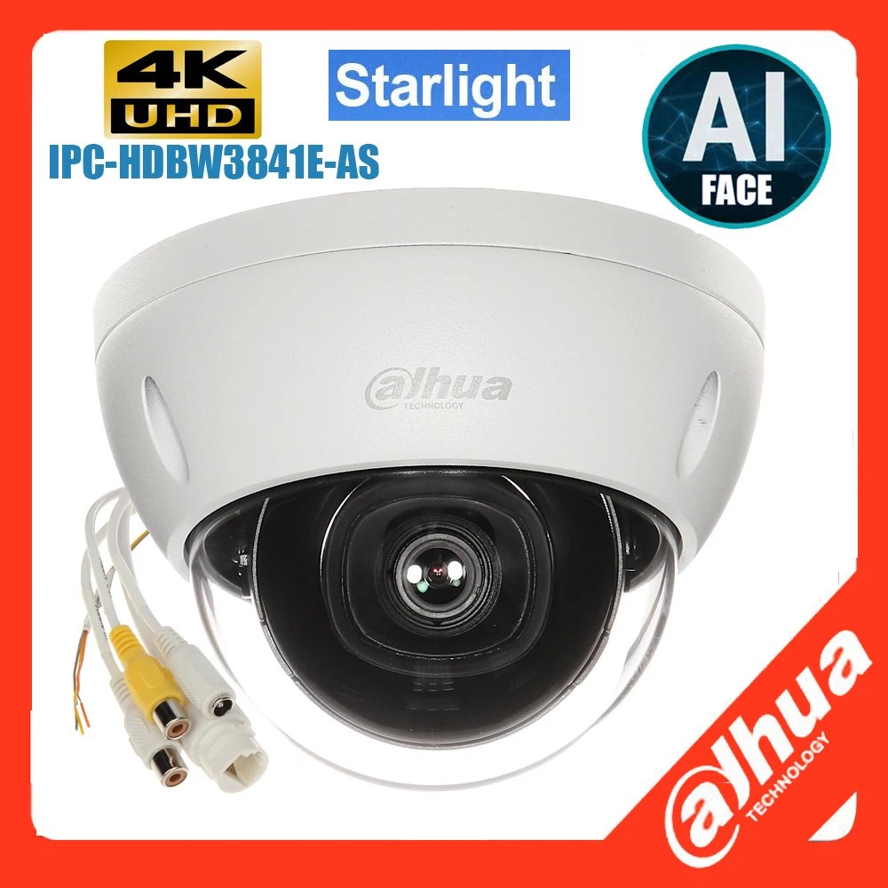 

mutil language Dadua AI face IP Camera 8MP POE IPC-HDBW3841E-AS H.265 IR 60m Starlight night vision IP camera