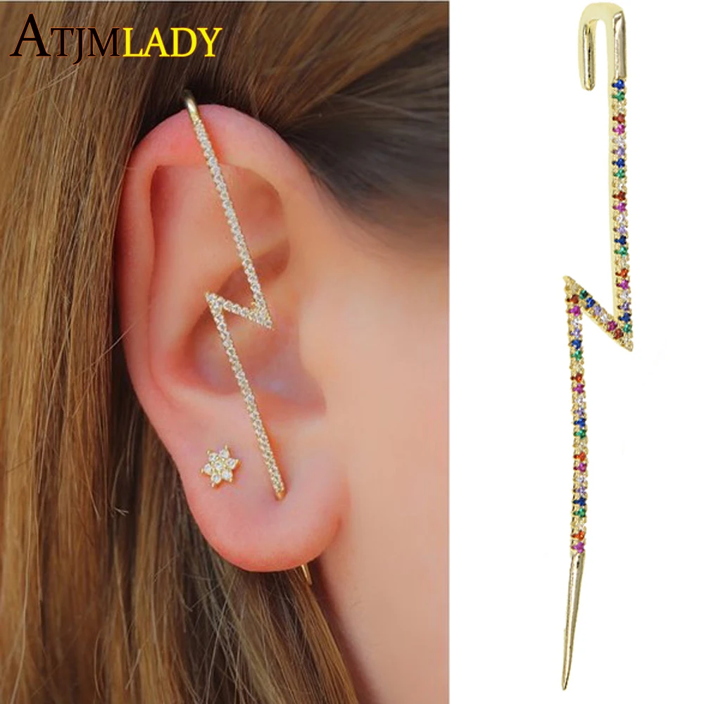 Женские серьги с радужной молнией простые серьги-подвески серебристого цвета