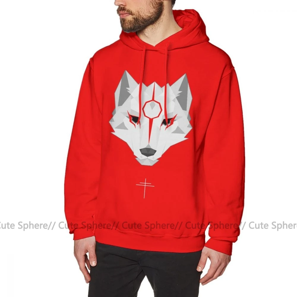 Толстовка с капюшоном Okami, толстовки с капюшоном, Мужской Хлопковый пуловер с капюшоном, теплые длинные уличные популярные большие красные толстовки с капюшоном - Цвет: Red