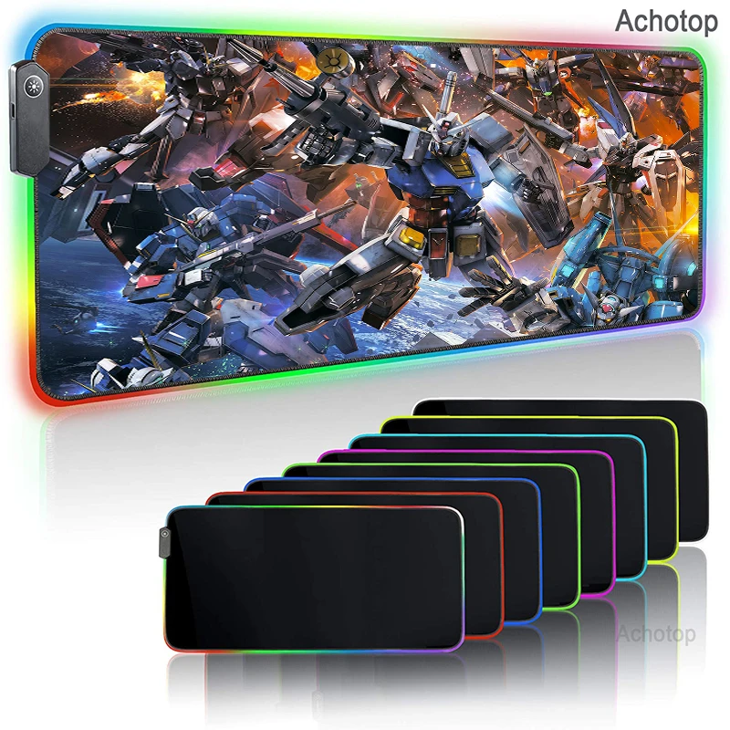 

Gundam RGB Gaming Mouse Pad Large Size Colorful Luminous for PC Computer Desktop 7 Colors LED Light Desk Mat Gaming Keyboard pad