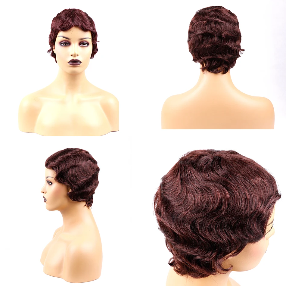 Короткие кружевные человеческие волосы парики для женщин бразильские волнистые