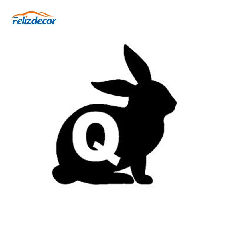 Черно-белый мультяшный милый кролик Автомобильная Наклейка виниловая для окна