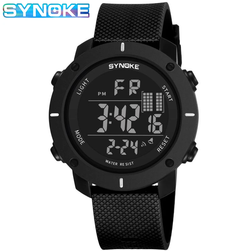 

SYNOKE Watch Men Digital Electronic 50M Waterproof Swimming Military Watch Sport LED Countdown Relogio Masculino 9658