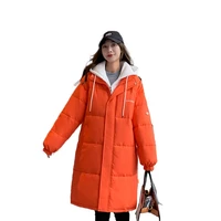 long winter jacket women solid thick zipper loose korean style ladies casual parkas long sleeve pockets coats for female 2022