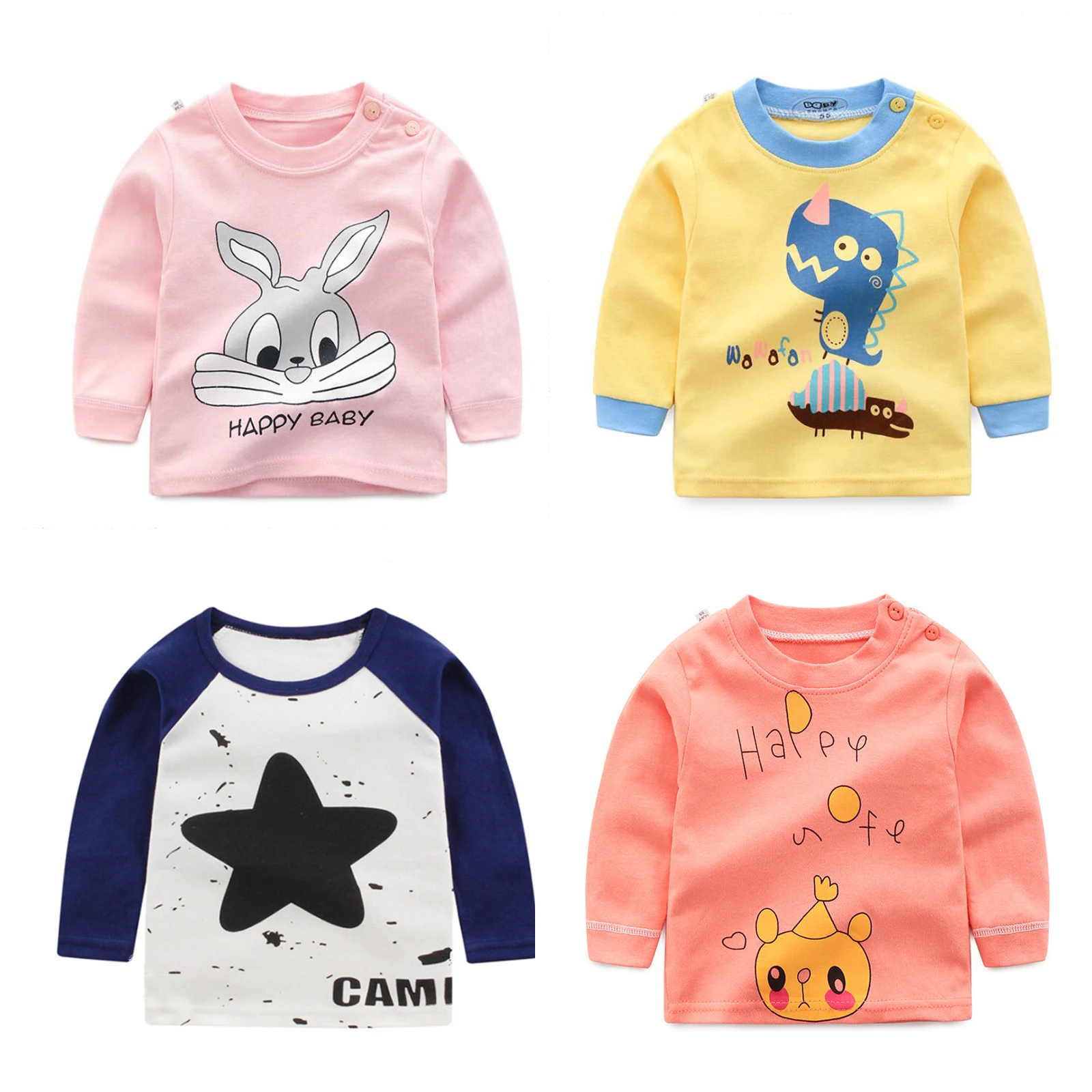 Luna Blanco/Хлопковые футболки с длинными рукавами для маленьких девочек camisas bebes ninas, одежда для маленьких девочек рубашки для дня рождения с круглым вырезом, модный топ