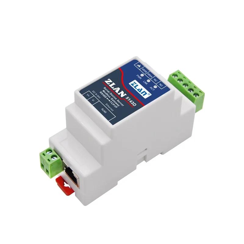 ZLAN5143D Din рейка серийный RS485 к Ethernet TCP IP Серверный модуль преобразователь Modbus RTU