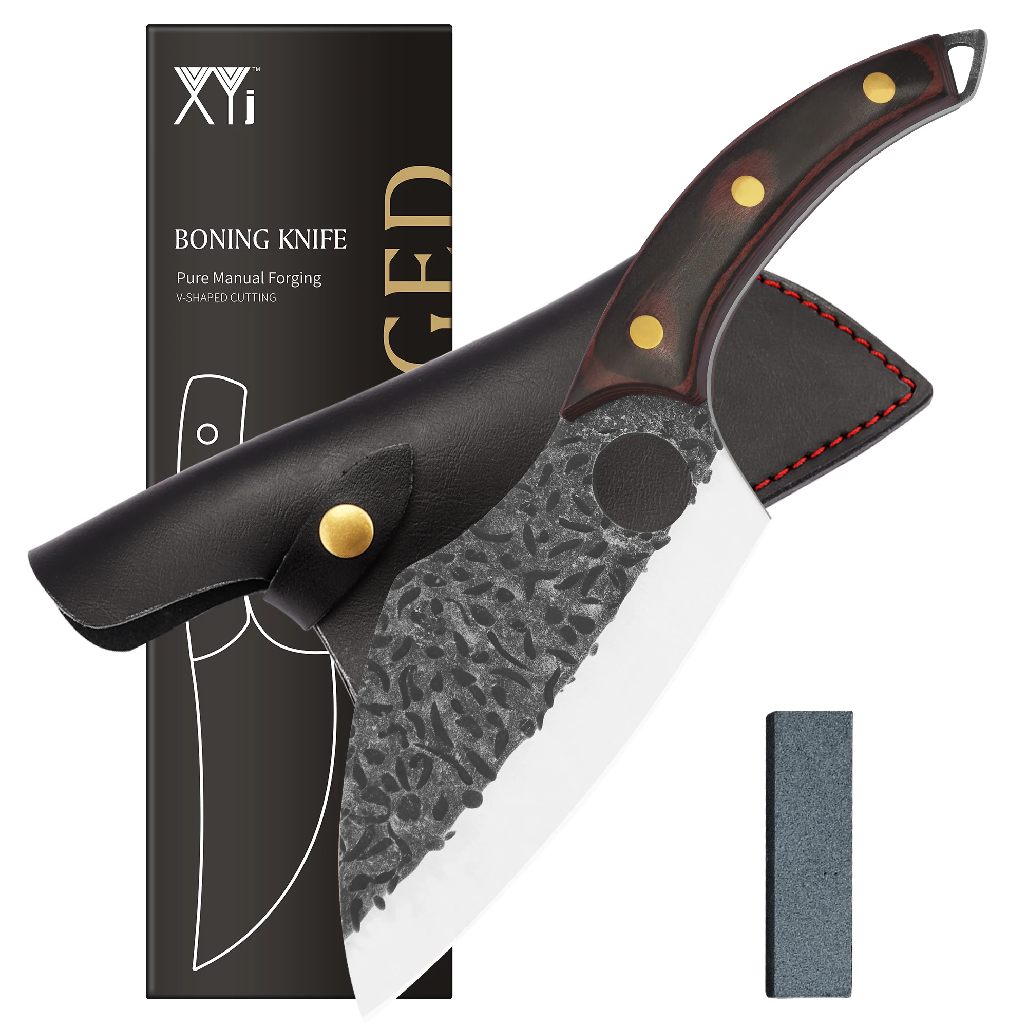 

Охотничий нож XYj Cleaver, уличный резец из высокоуглеродистой стали с футляром, 6 дюймов, для мясника, резки рыбы, с деревянной ручкой