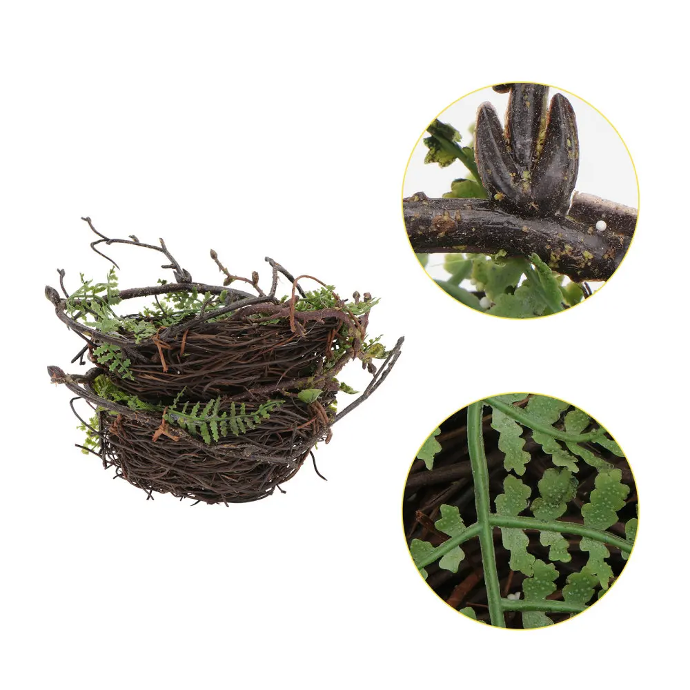 

2Pcs Simulation Bird Nest Decorative Birdhouse Creative Adornment Prop (Green)