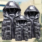 2021 зимний теплый жилет, куртка, глянцевый на молнии с капюшоном, утепленный женский жилет без рукавов из хлопка, семейная унисекс жилет