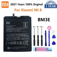 100 original xiao mi phone battery bm3e for xiaomi xiaomi8 mi 8 mi8 m8 real 3400mah high quality batterie bateria free tools
