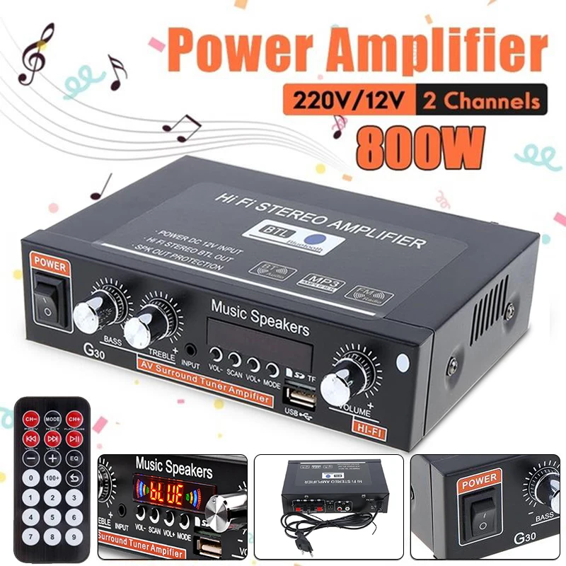 G30 HIFI Bluetooth автомобильный аудио усилитель мощности FM-радио плеер Поддержка SD / USB DVD