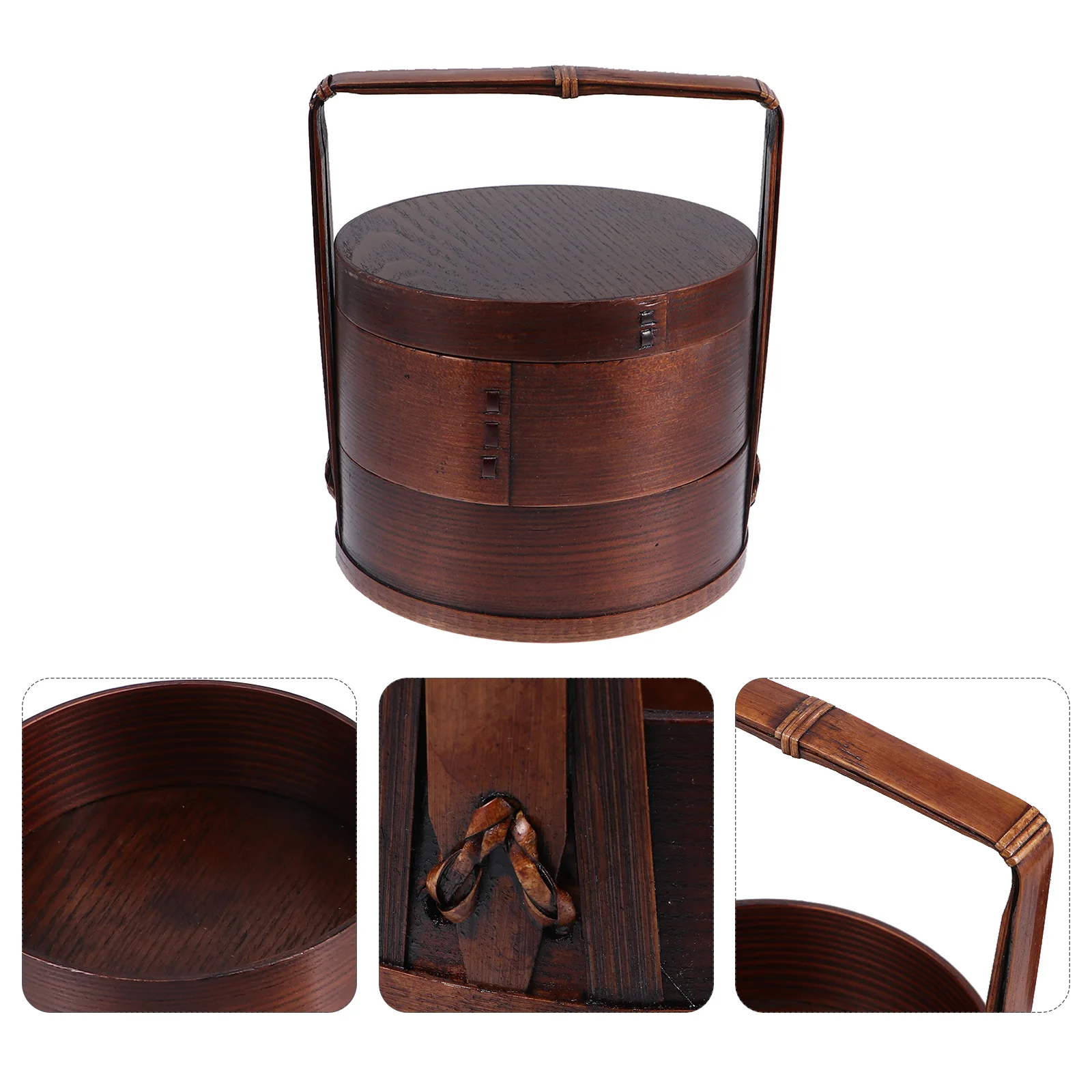 

Деревянная коробка для еды, портативный двухслойный контейнер для суши для дома, 1 шт.