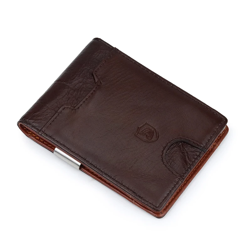 

name cards holder genuine leather wallet men brown purse male driver license holder embossed top layer oil wax cowhide wallet