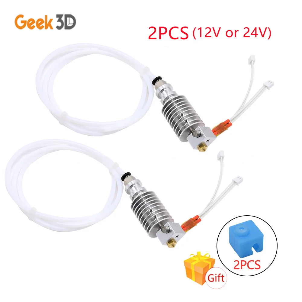 

2 шт., детали для 3D-принтера, V5 J-head Hotend Kit VS V6 Hotend E3D Bowden Extruder V5, нагревательный блок 12/24 в для Anycubic I3 Mega/Chiron