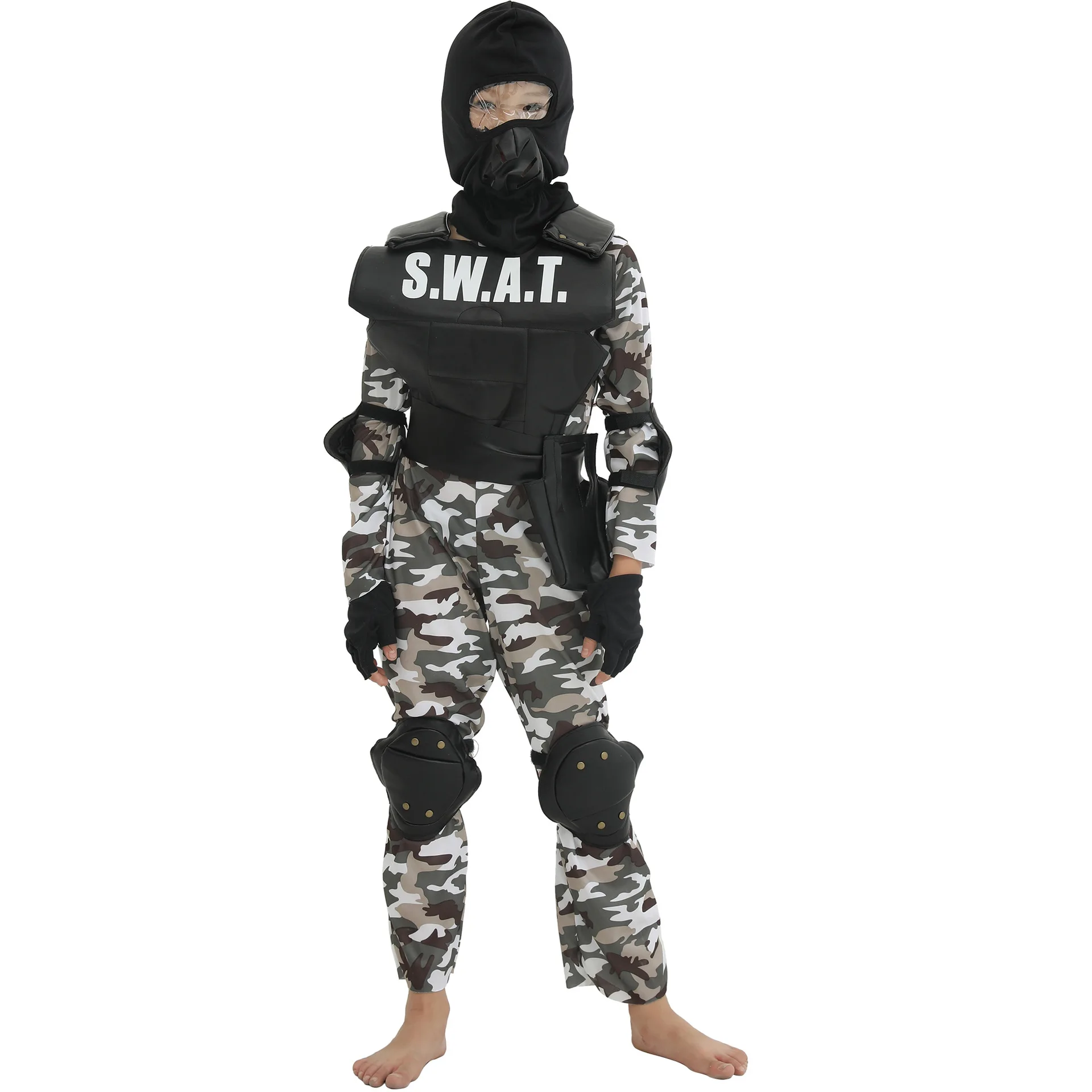 

Kids Police Uniform Boys Halloween Cosplay Costume Child Camouflage Soldier Pretend Game Party Role Play Outfit Dress Up Clothes