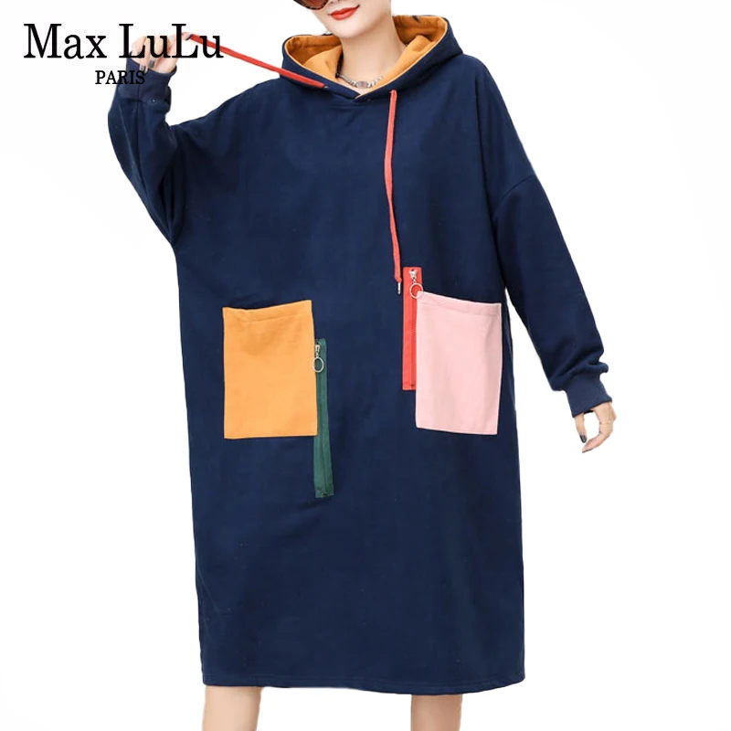 

Max LuLu 2021 Autumn British Fashion Women Pockets Printed Loose Ladies Dresses Streetwear Vintage Casual Long Sleeve Vestidos