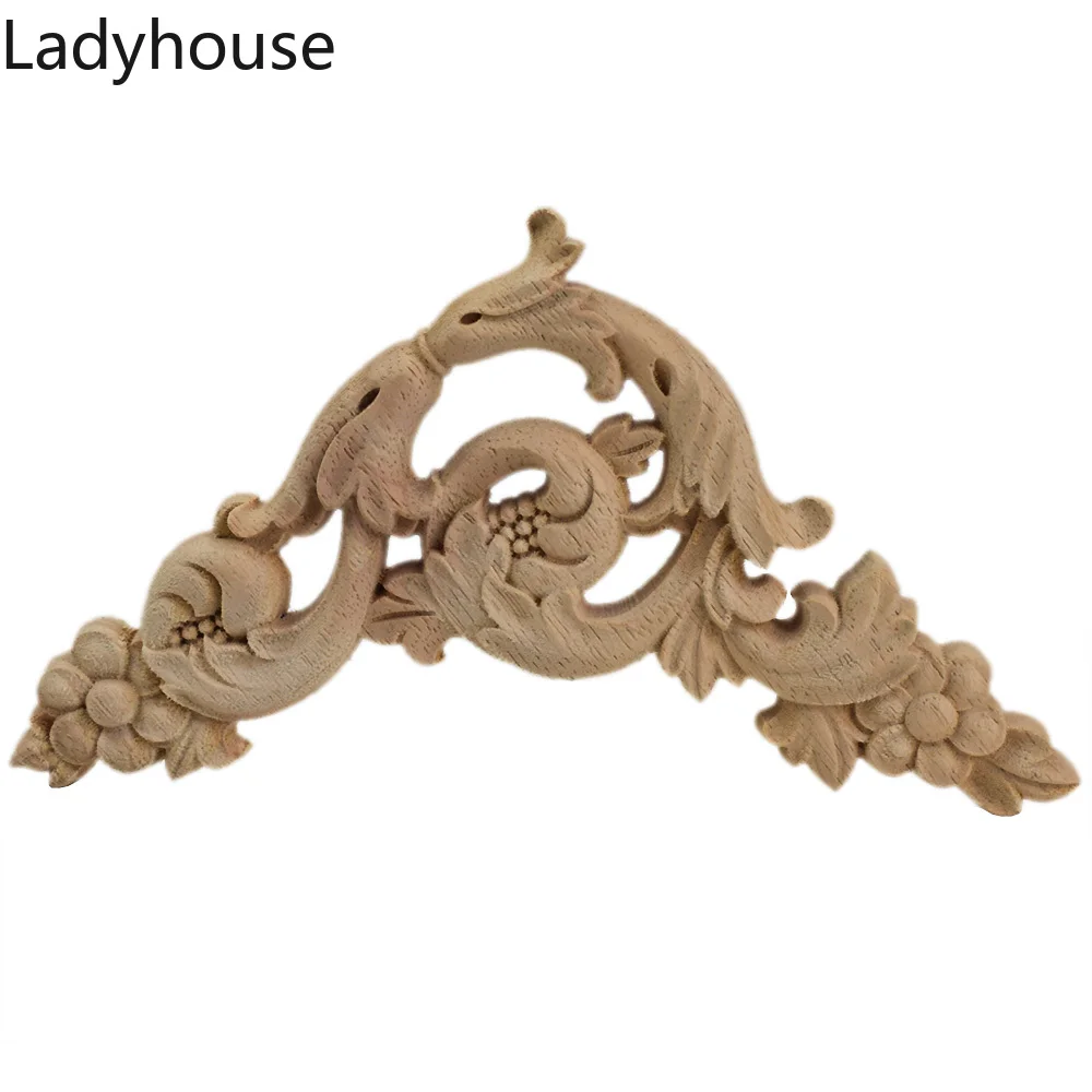 

Винтажная деревянная резная угловая аппликация, 4 шт., 15 см, Неокрашенная декоративная статуэтка для мебели, шкафа, деревянные миниатюры