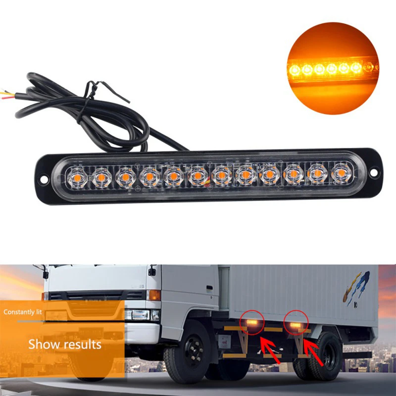 

Truck Side Light Ultra Thin Side Flash Light 12LED Signal Warning Light 12V-24V New