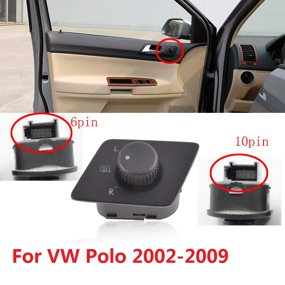 Регулируемая ручка переключателя для зеркала заднего вида CAPQX VW Polo 2002 2003 2004 2005 2006