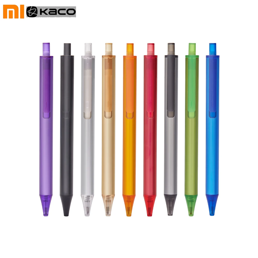 Xiaomi KACO, серия трубок, цветная гелевая ручка с чернилами, металлическая ручка, 0,5 мм, выдвижная, черная, гладкая, для письма, канцелярские принадлежности, для школы, офиса
