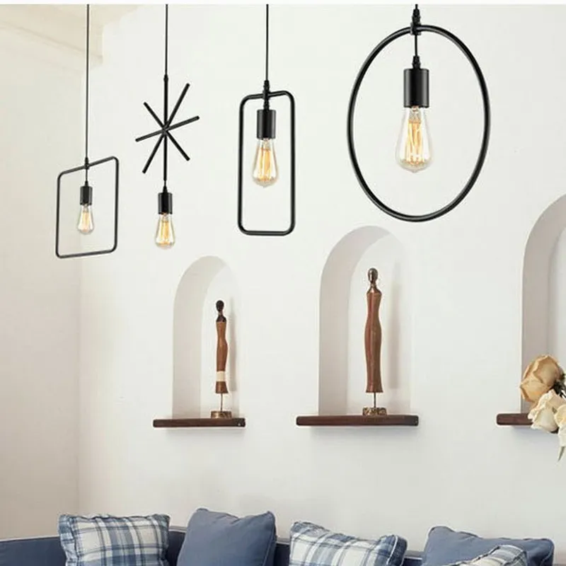 Современные подвесные лампы в стиле лофт 2 стиля металлические/деревянные