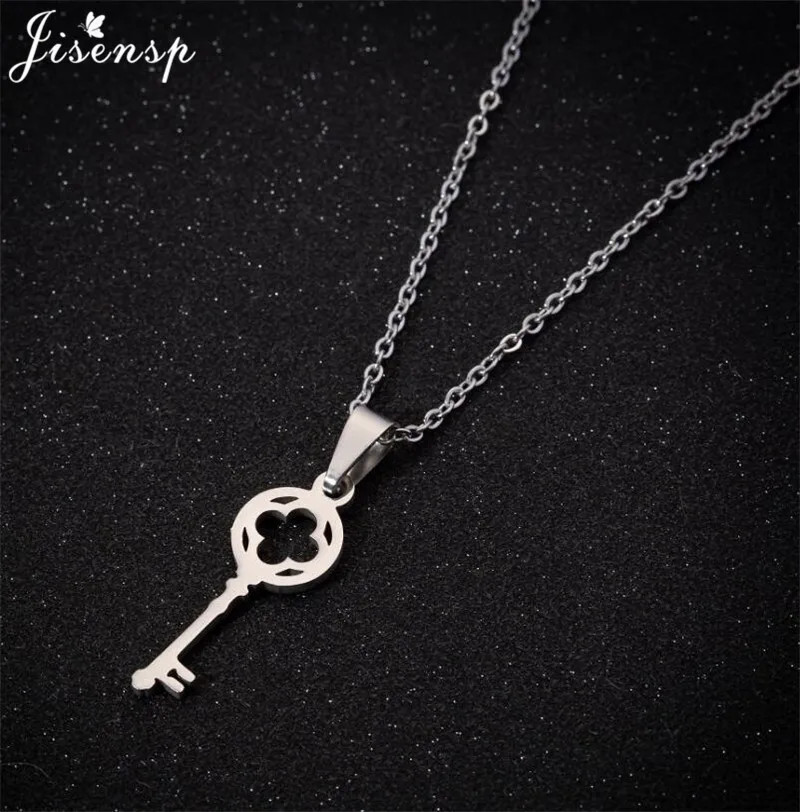 Ожерелье Jisensp из нержавеющей стали для женщин модный брелок влюбленных ожерелья