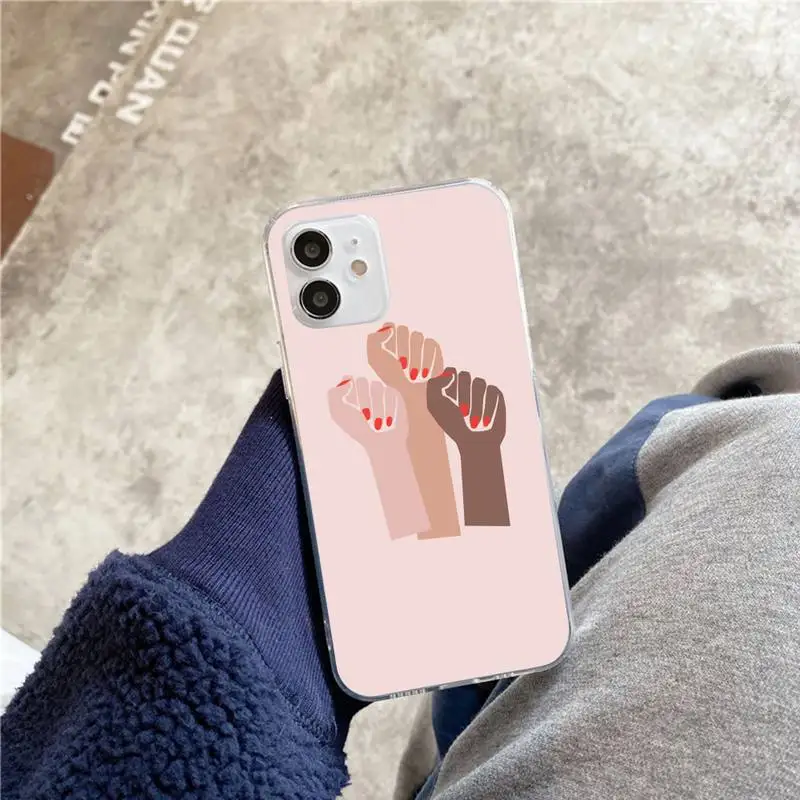 

Minimal Girl Power Feminist Phone Case For iphone 5s 6 7 8 11 12 plus xsmax xr pro mini se Transparent Cover Fundas Coque