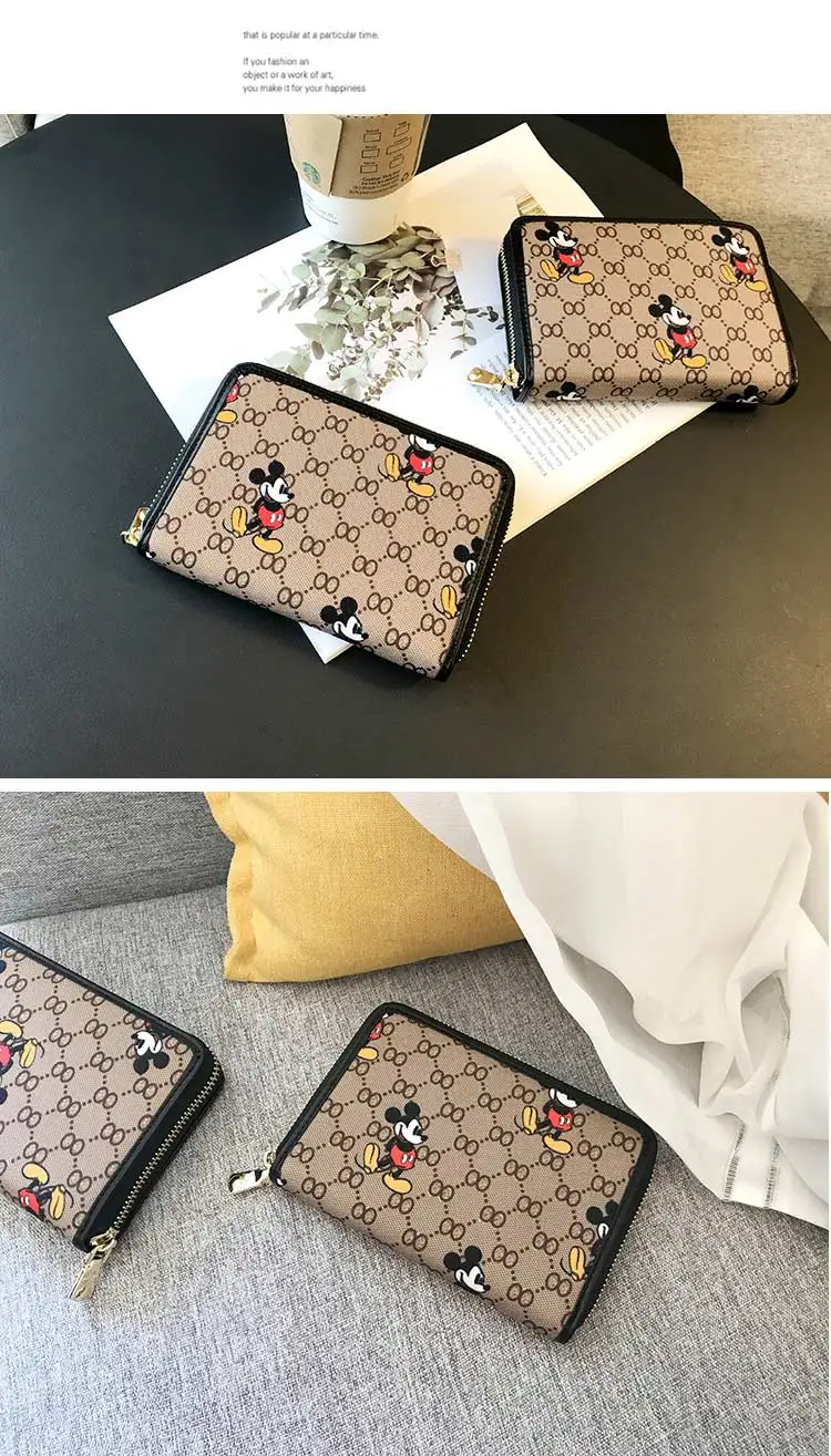 

Disney New 2021 Fashion Trend Exquisite Card Holder Cute Mickey Wallet Fresh Cartoon Large Capacity Casual Coin Purse