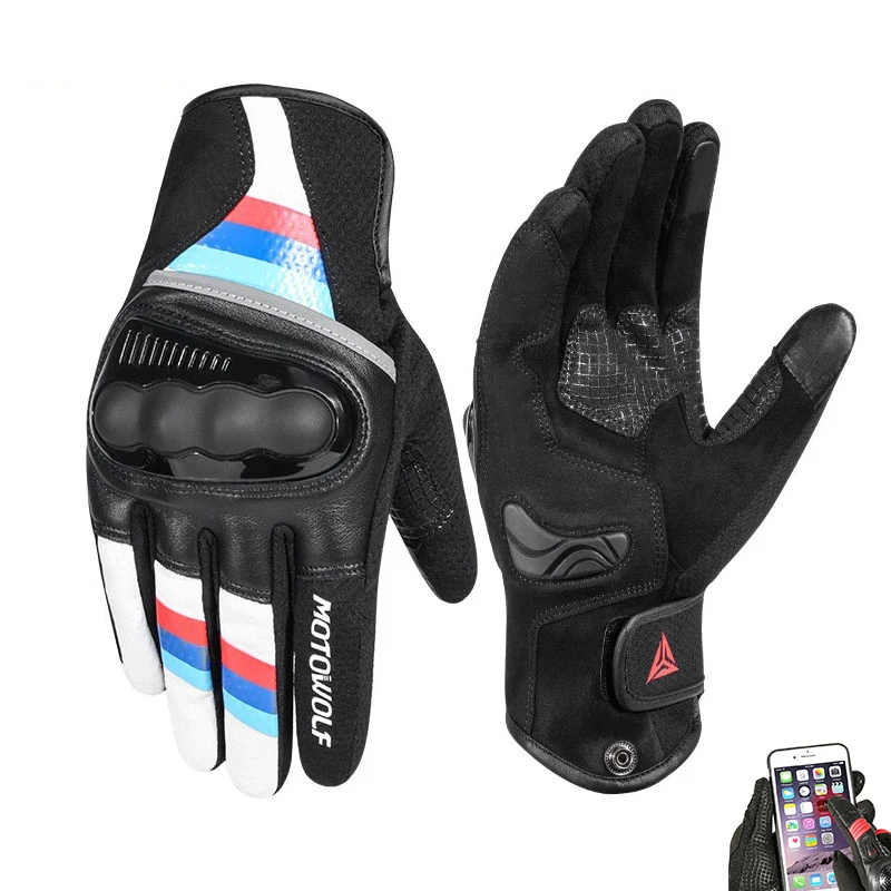 

2020 Breathable Leather Motorcycle Gloves Racing Touch screen Gloves Men's Motocross Gloves For BMW R1200GS F800GS R1250GS HONDA
