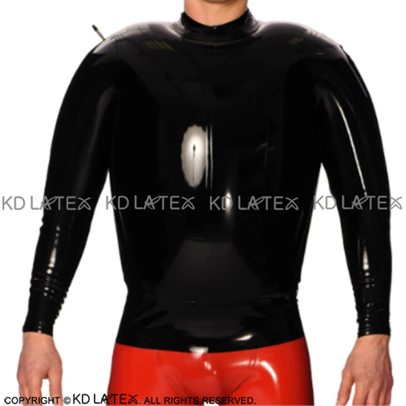 Черная сексуальная надувная латексная рубашка с длинными рукавами