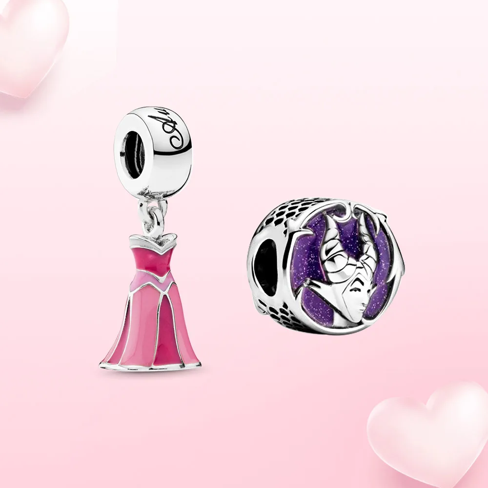 

925 Sterling Silver charm Aurora Princess dress pendant Spelled Witch bead Fit Original Pandora bracelet for women diy jewelry