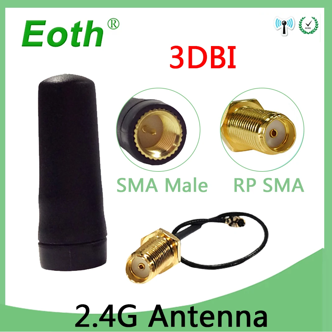 

2.4Ghz Antenna PBX SMA male 3dbi Zigbee 2.4 ghz wifi antenna mini antena aerial PCI U.FL IPX to RP-SMA Pigtail Extension Cable