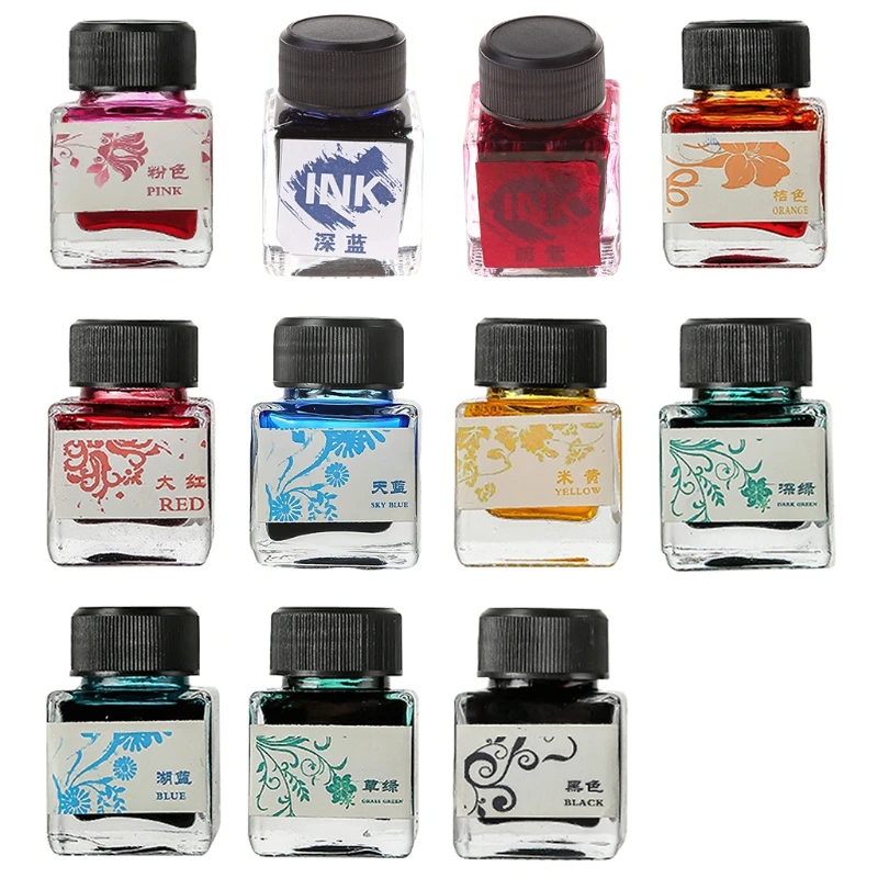 

25ml Bottled Glass Smooth Writing Fountain Pen Ink Refill School Student Stationery Office Supplies 11 Colors