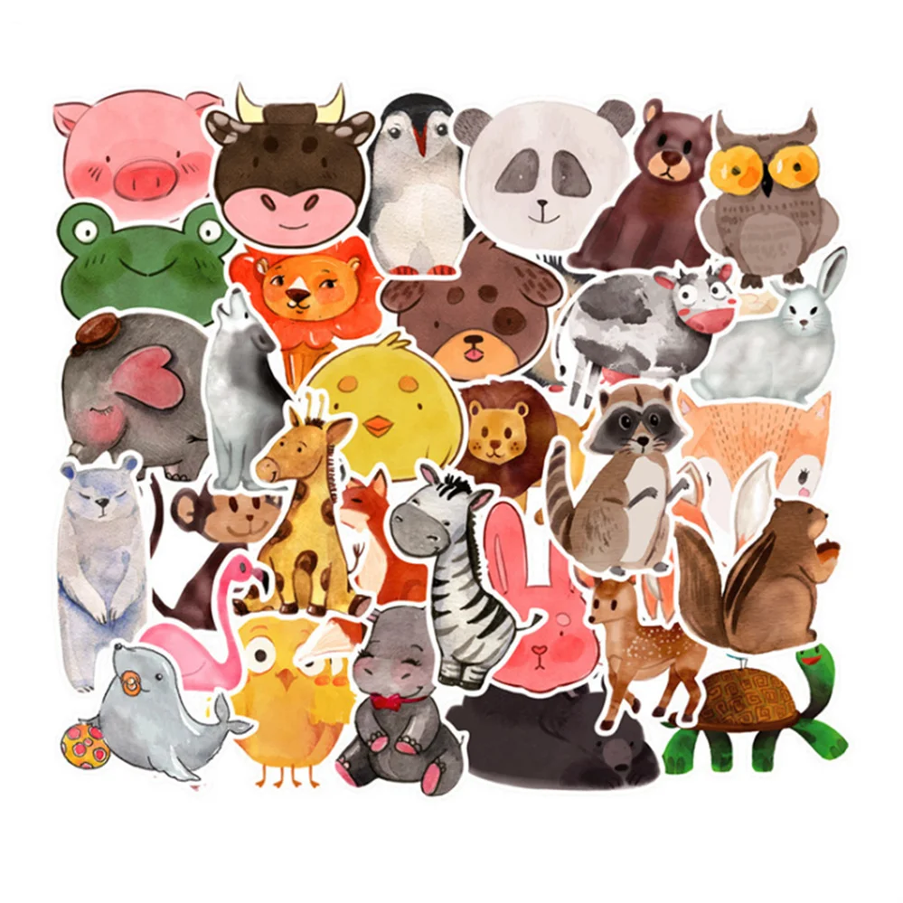 

10/30/50PCS Ink Style Cartoon Cute Animal Graffiti Hand Account Material Luggage Waterproof Sticker Toy Decoration Wholesale