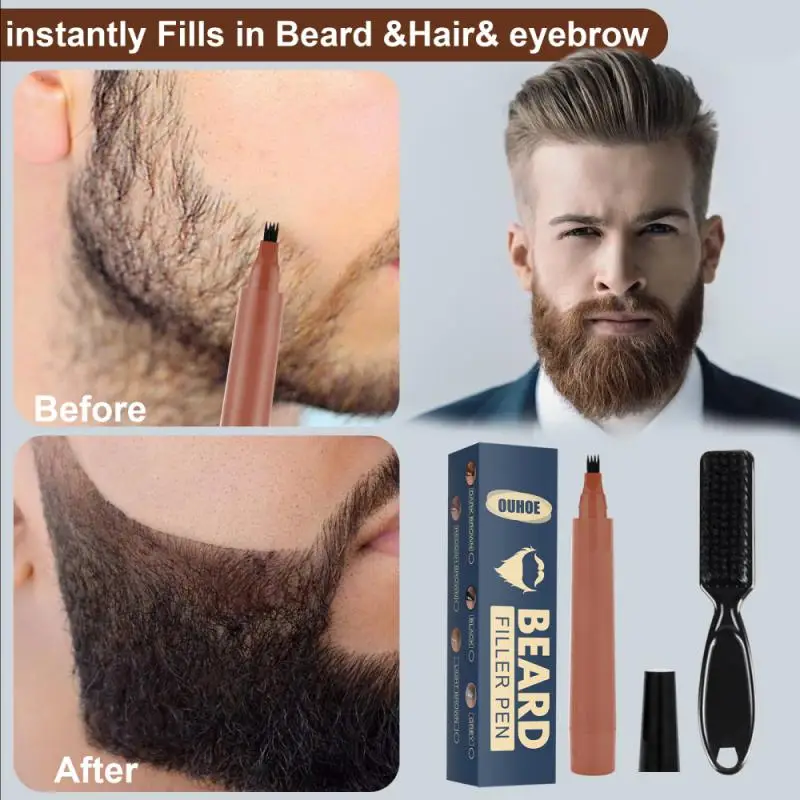 

Четырехзубчатая Водонепроницаемая ручка для бороды и щетка для бороды наполнитель карандаш комбинированный усилитель для бороды долговеч...