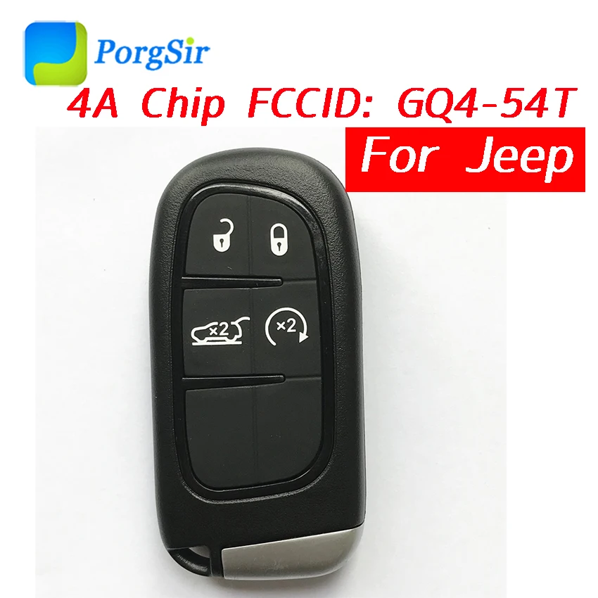 

4 Button 434mhz Keyless Go Proximity Remote Control Key for Jeep Cherokee 2014 ~ 2018 With Hitag AES 4A Chip FCCID: GQ4-54T