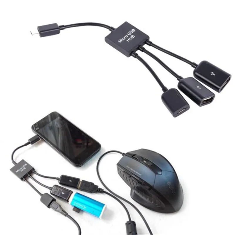 Power Charging keyboard mouse card reader 3Port Micro USB OTG Hub Host Cable For Samsung Sony | Электроника