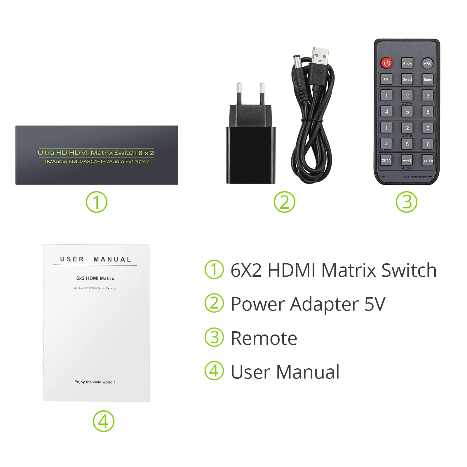 Матричный переключатель 4K 6 в 2 HDMI PROZOR видеокоммутатор разветвитель поддержка ARC