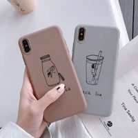 for iphone 8 case silicone cover simple retro milk tea bottle cute phone case for coque iphone 7 6 6s 8 7 plus x xr xs max case